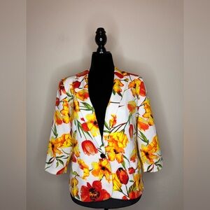 NYC Floral Blazer - Yellow and Orange